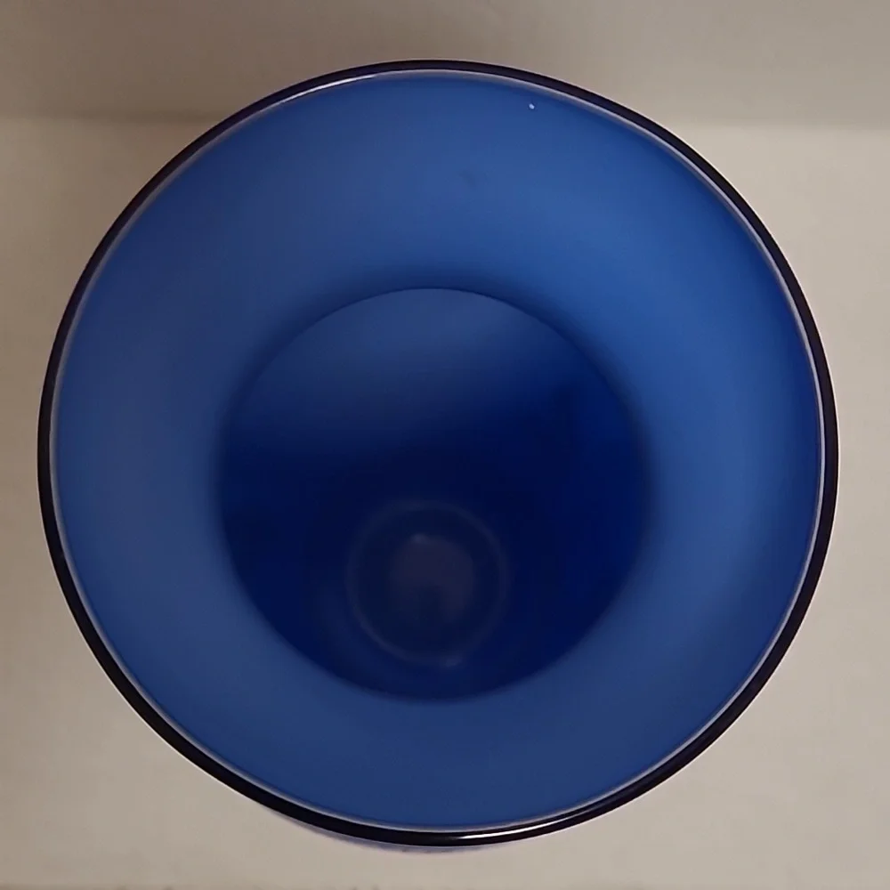 Vintage Colbalt Blue Handpainted Glass Vase